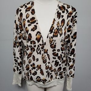 Stitch Fix Hummingbird leopard print surplice sweater size small